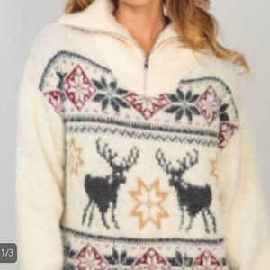 White Birch pullover with Zippered Mock Neck NWOT